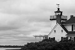 Nayatt Point Lighthouse in Rhode Island  BW